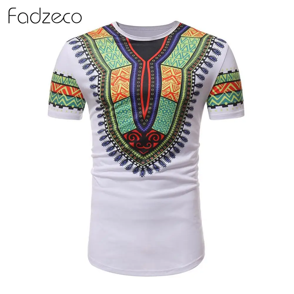 Fadzeco мужская летняя футболка с принтом в африканском стиле Дашики Crewneck коротким