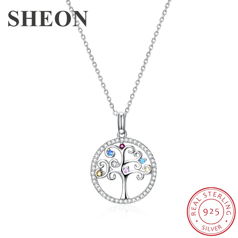 

SHEON Spring Collection 925 Sterling Silver Tree of Life Necklaces & Pendants Authentic Women Sterling Silver Jewelry Gift