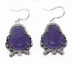 

hj 00602 beautiful purple jade Buddha earrings