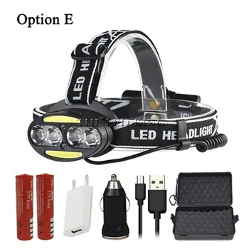 

40000LM 4*T6+2*COB+2Red Motion Sensor Led Headlamp Zoomable Headlight Waterproof Head Torch flashlight Head lamp Fishing Hunting