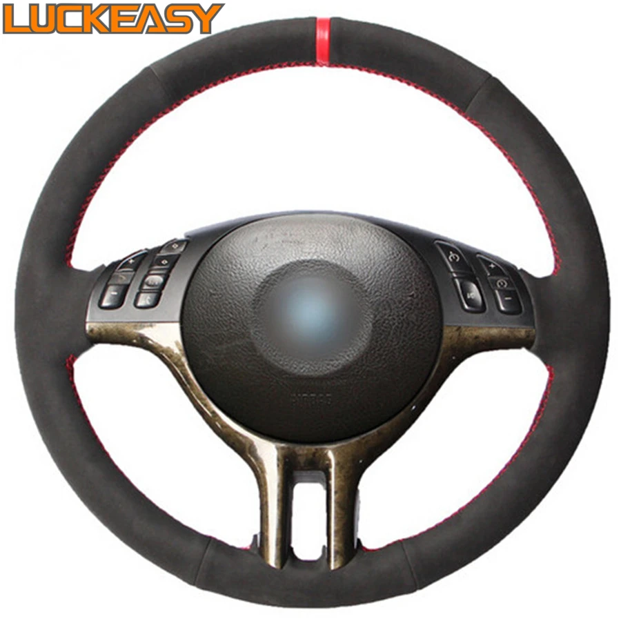 Black Suede Red Marker Car Steering Wheel Cover for BMW E39 E46 325i E53 X5 Black Suede Red Marker Car Steering Wheel Cover for BMW E39 E46 325i E53 X5