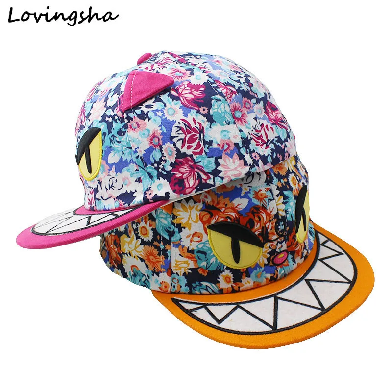 LOVINGSHA Boy Baseball Caps 3-8 Years Old Kid Cute Monster Design Snapback Caps High Qaulity Adjustable Cap For Girl CC083