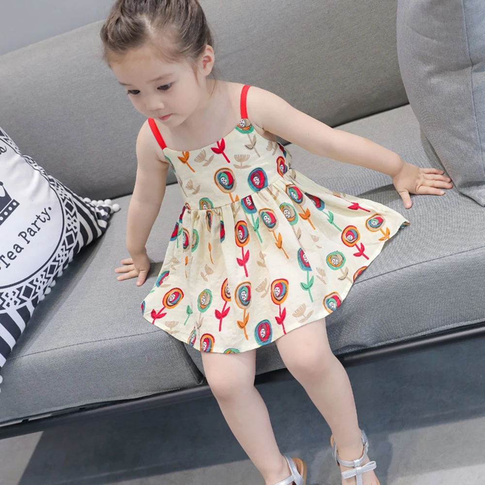 

2-7Y Summer Kids Dress For Girls Sleeveless Backless Berry Dress Elegent Kids Cotton party Dress Children Clothes 2018