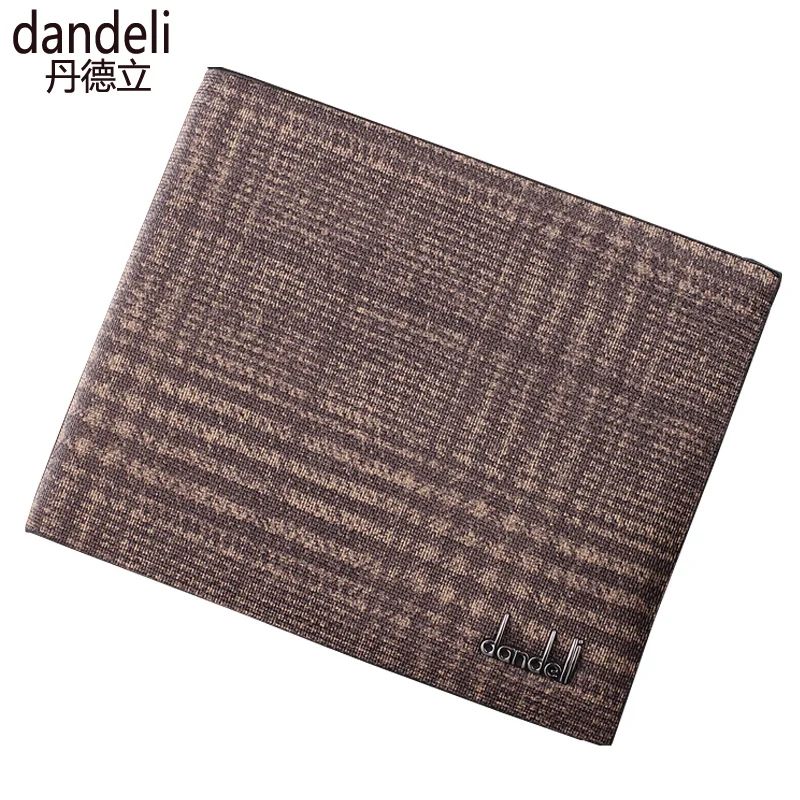 

Stylish Men's Genuine Leather Plaid Wallet Pocket Bifold Business Purse with Box England Style High Quality Coffee Gray Wallets