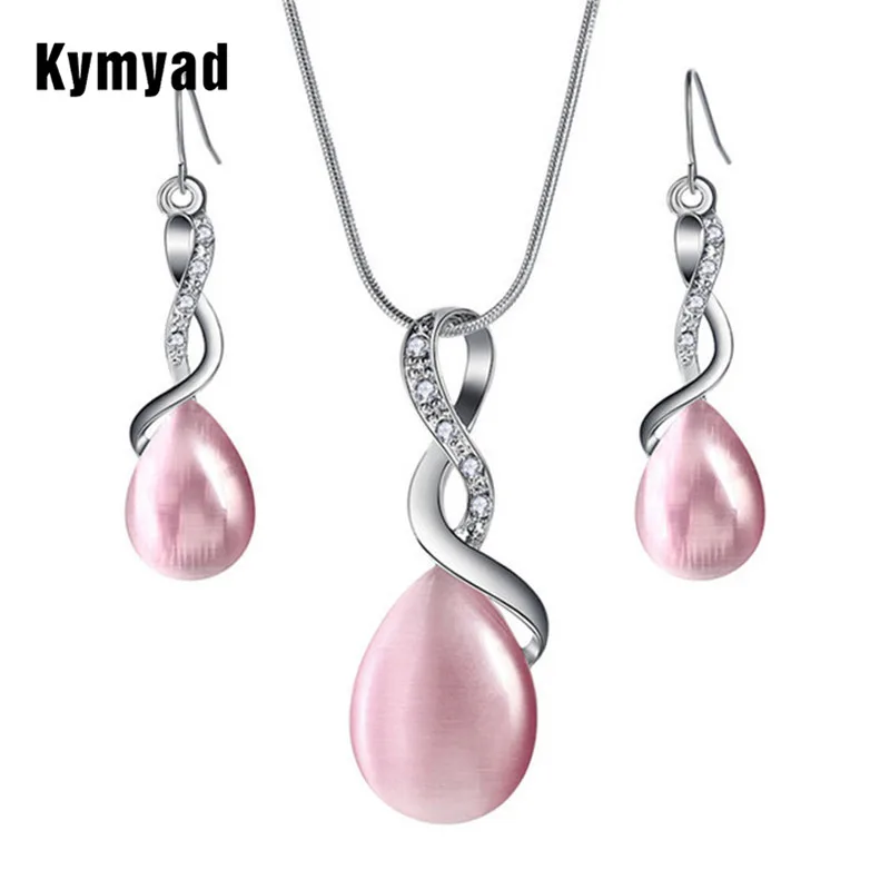 

Kymyad Crystal Stone Jewellery Sets For Women Bijoux Femme Necklace Set Water Drop Necklaces & Pendants Statement Jewelry Sets