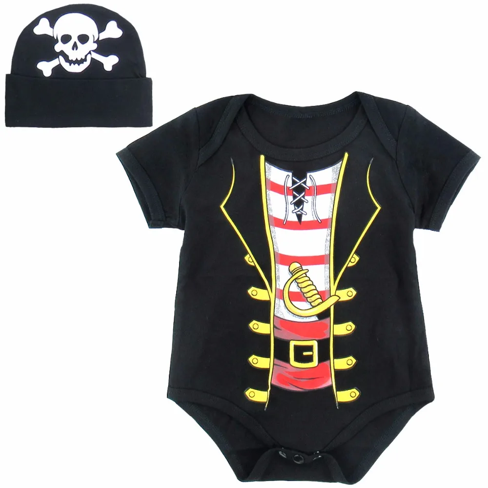 

2Pcs Baby Boy Pirate Costume Bodysuit Infant Cute with Hat