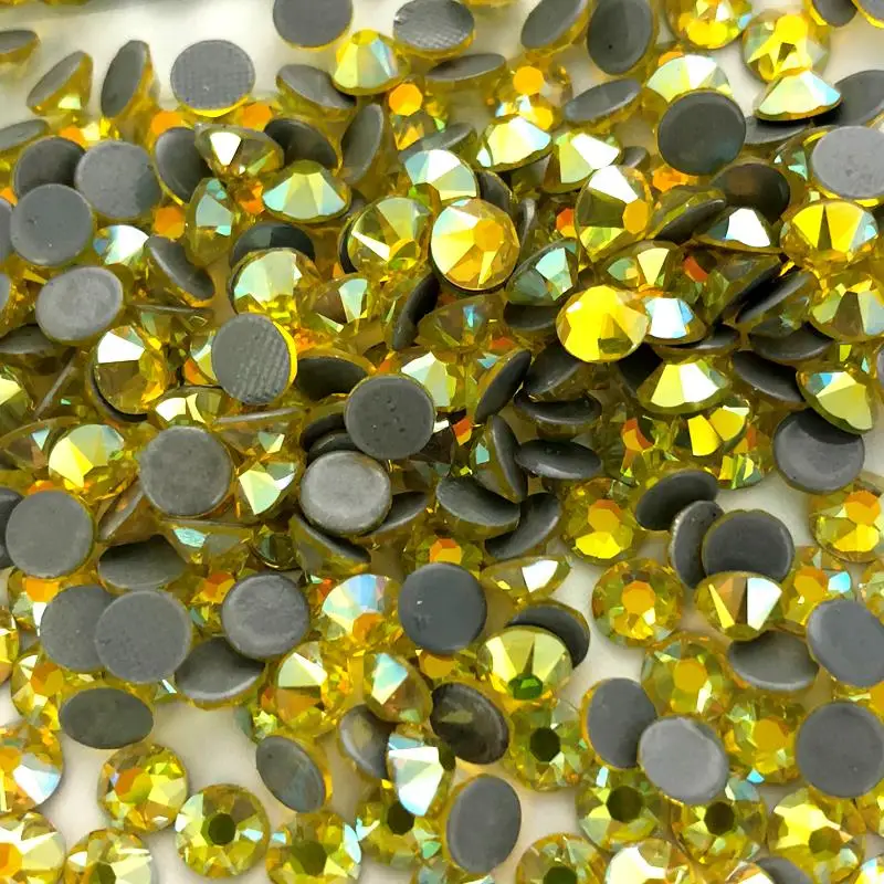 

Big and Small Cuts Citrine AB Color Hot-fix Rhinestone SS20(4.8mm-5.0mm) Size Crystal material Iron On Rhinestone for Garments