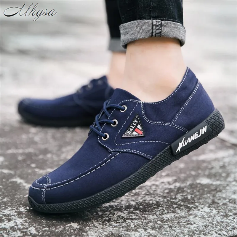 

Mhysa 2018 Men sneakers new denim lace-up canvas shoes men footwear spring summer breathable sneakers men casual shoes S442