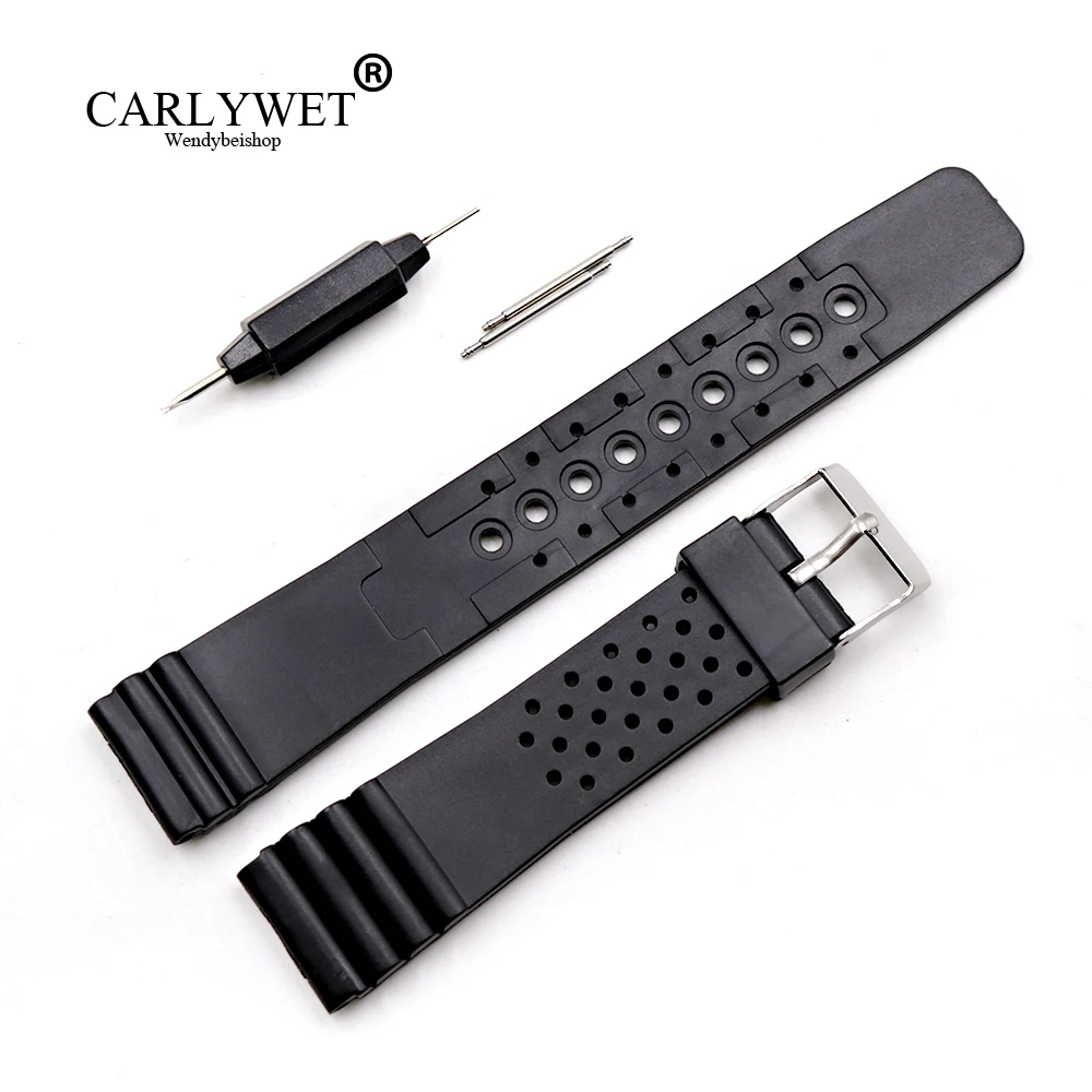 

CARLYWET 20mm Black Replacement Silicone Rubber Straight End Wrist watch Band Strap Belt For Rolex Omega Panerai Tag Watch