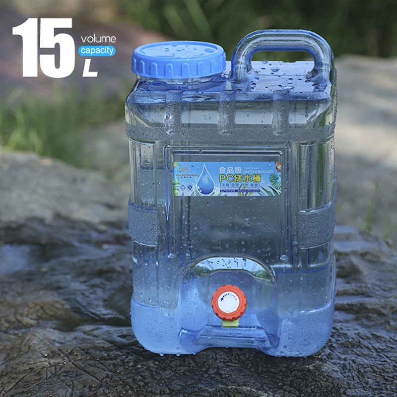 Persiverney 12L Portable Water Bucket Car Camping Water Container Bucket PC Thickened With Faucet Self-driving Car Outdoor Travel Bucket Home Emergency Drinking Storage Bucketwith Faucet