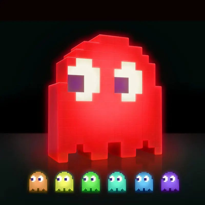Comprar Lámpara de PAC MAN de dibujos animados que cambia de Color Led Mini USB luz de noche luz de ambiente de 8 bits estilo píxel niño bebé lámpara suave iluminación de dormitorio