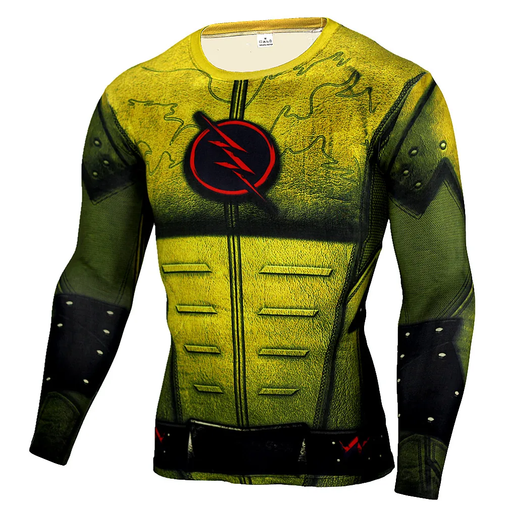 

Cosplay Costume Reverse Flash 3D Printed T-shirts Men Raglan Long Sleeve Compression Shirt Fitness Clothing Male Tops Halloween