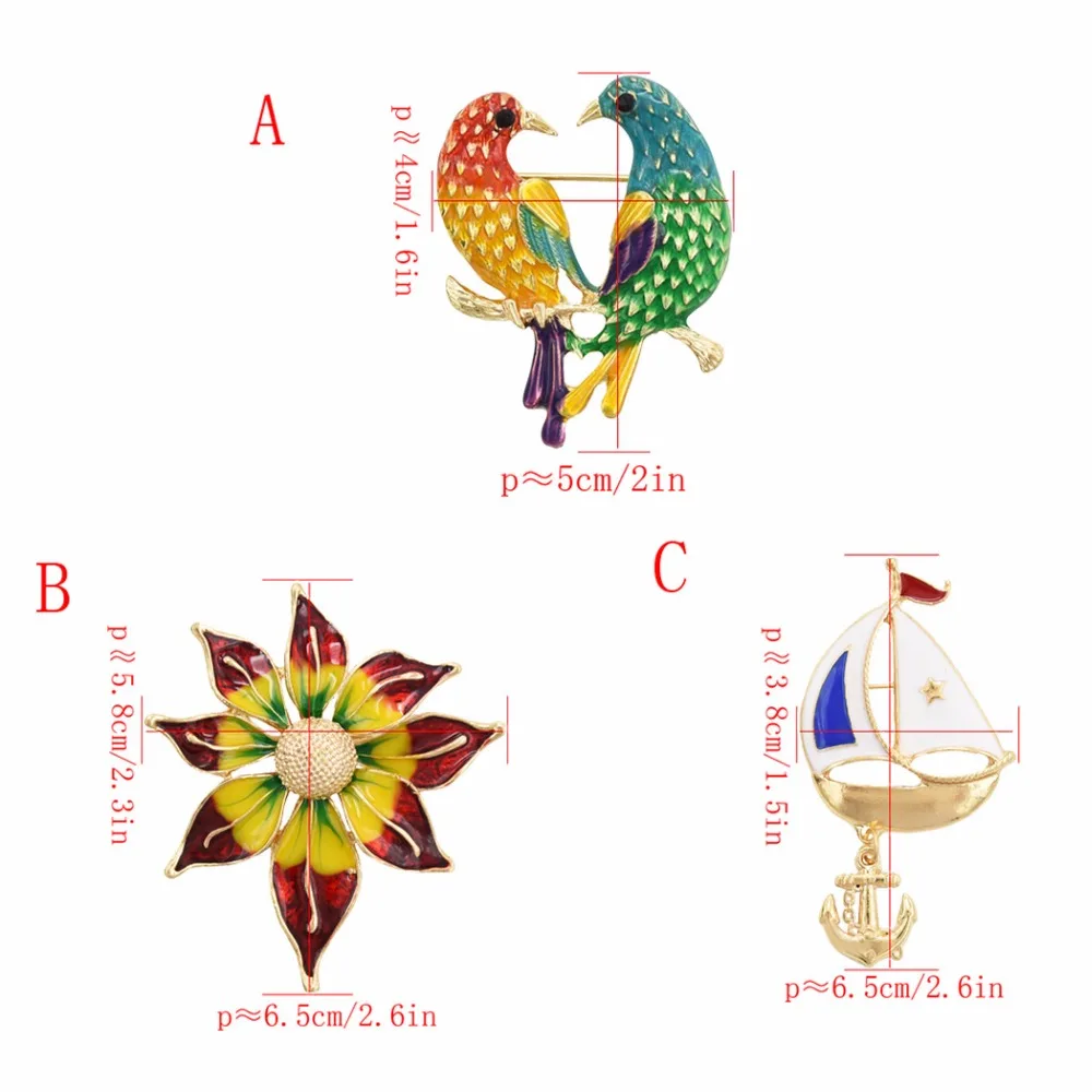 Винтажная эмалированная брошь в виде цветка, животного, птицы, морского корабля, парусного спорта, корсаж для женщин, мужчин, девушек, броши в виде якоря, брошь на булавке, аксессуары для одежды