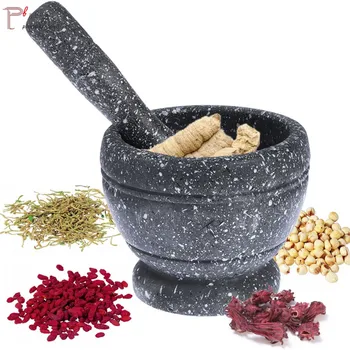 

Mortar + Pestle Set Kitchen Supplies Durable Lightweight Garlic Mills Mixing Pot Herb Pepper Grinder Minced Tool