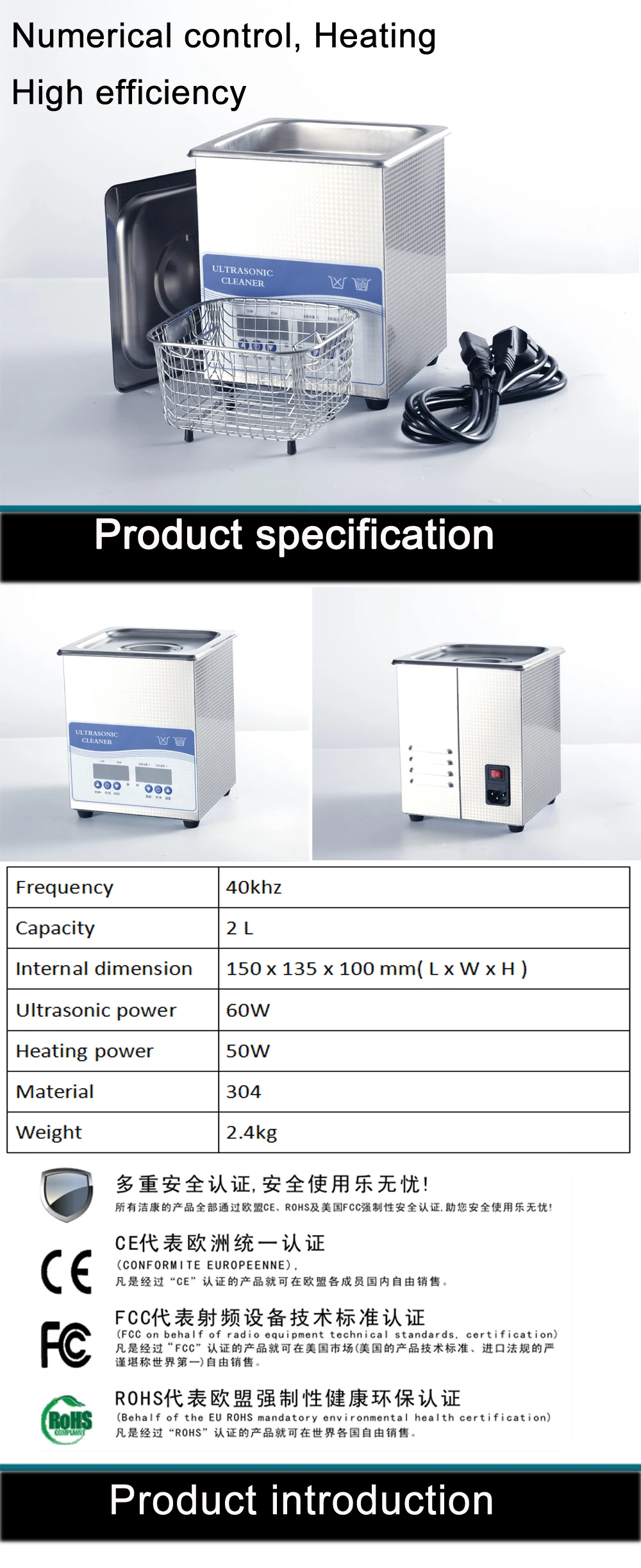 2L pequeno jóias ultrasonic cleaner para a melhor solução