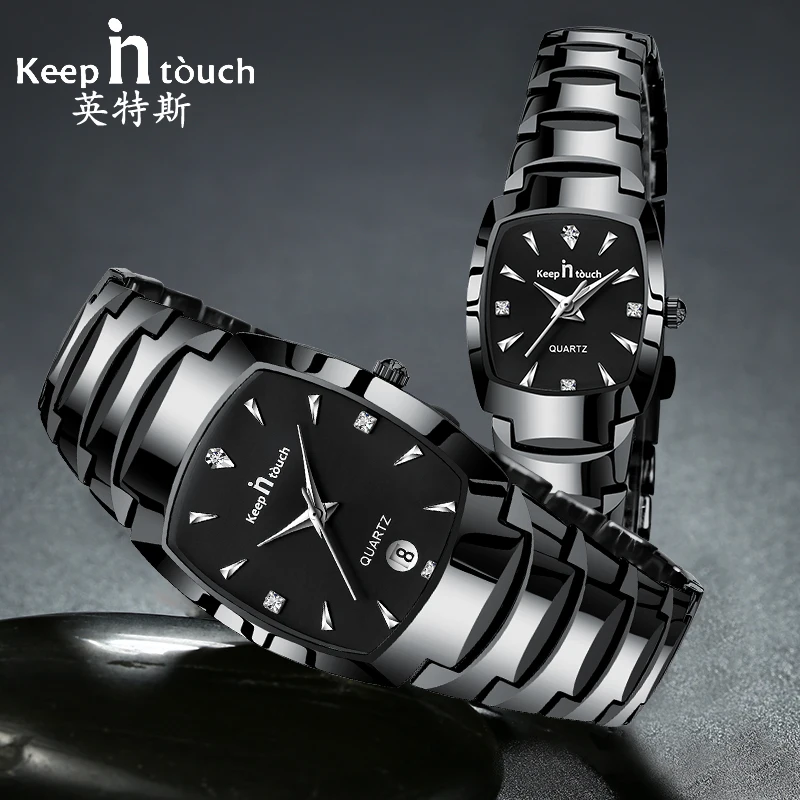 Achat GARDER EN CONTACT Couple Montre Diamant ectang Quartz Amateurs de Montres Étanches Bracelet Cadeau De Mariage Montre Bracelet pour Femmes Hommes 2018