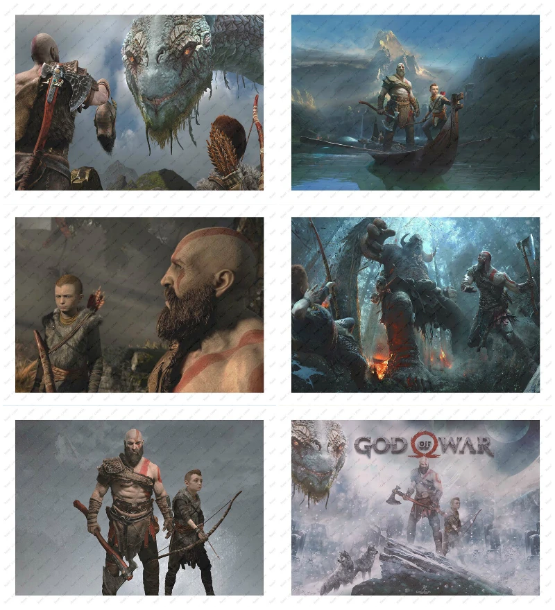 

God of War 4 Kratos Game White Kraft paper Poster Wall sticker Retro Poster Decorative paintings