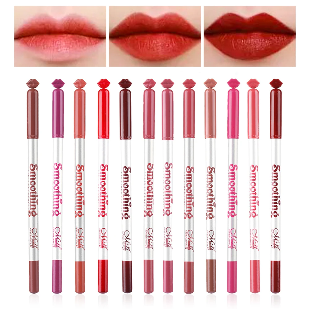 

Beauty makeup set lip liner pencil 12colors waterproof long lasting Lipgloss matte lipstick pen sexy red nude lip contour pencil