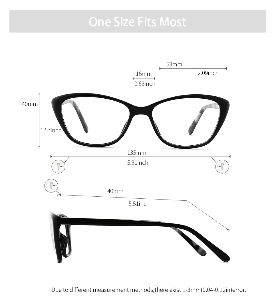 Acetate Women Eyeglasses Frame Transparent Myopia Black Cat Eye Glasses Frames Fashion Trend For Women#LS8048