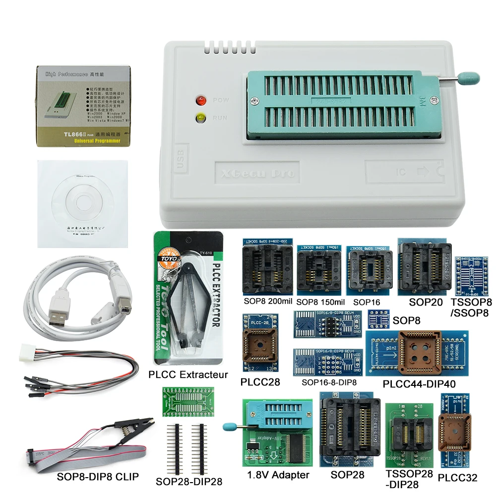 

2019 XGECU 100% Original Minipro TL866ii Plus TL866A TL866CS + 12 Adapters EEPROM+17 ADAPTERS Universal Bios USB programmer