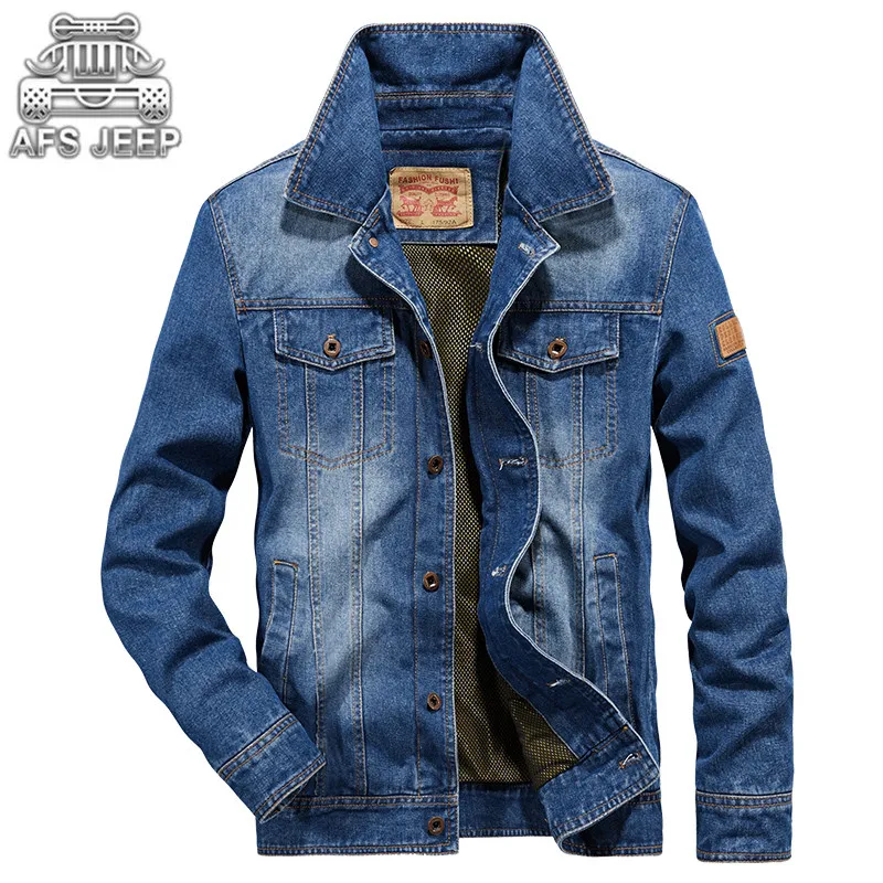 

Classic Denim Jeans Men's Jackets Style Nets Inside Breathable New 2018 Autumn Spring Vintage Male Coats Brand AFS JEEP