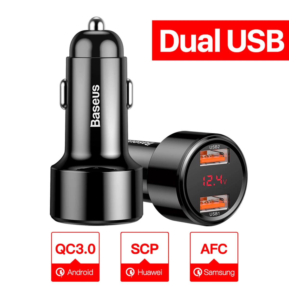 car mobile phone charger Baseus 45W USB Type C Car Charger Quick Charge QC PD 4.0 3.0 6A Fast Charging USBC Phone Charger For iPhone 12 Pro Xiaomi Huawei carcharger Car Chargers