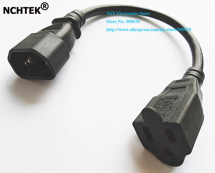 

NCHTEK IEC 320 C14 Male Plug to US Female Socket Power Adapter Cable, C14 to Nema 5-15R Power Adaptor Cord/Free Shipping/1PCS