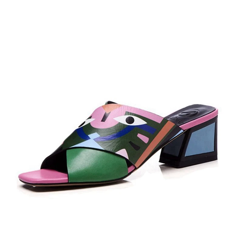43 En Sandalias Tamaño Asileto Tacones Abierta Punta rose Deslizamiento Pezuña E139 Cuero Oveja Red Verano Blue Gran Mulas Zapatillas De Muticolor Fiesta ETw6qTP