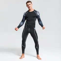 Мужская одежда шт компрессионные колготки Футболки с длинным рукавом рубашка мужской спортивный костюм Фитнес мужские Леггинсы