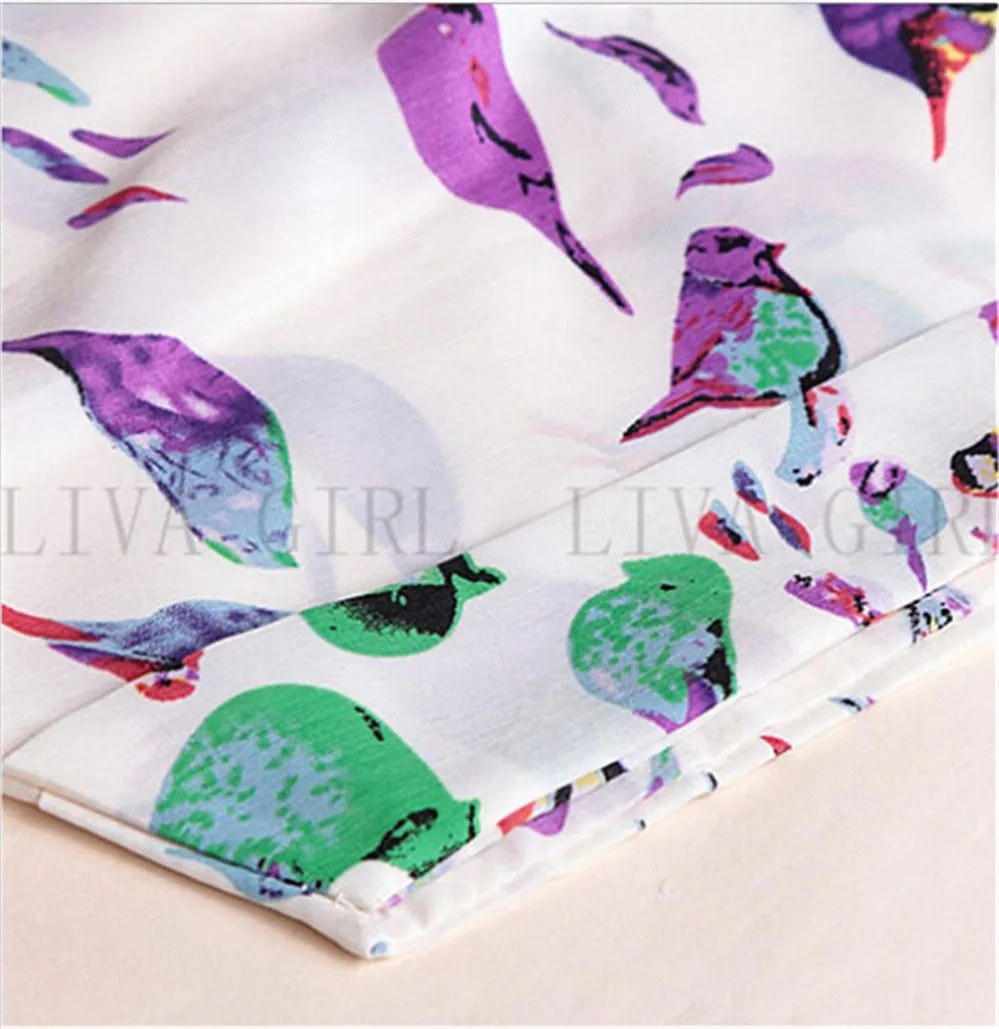 Fashion Thin Women Shirt S-XXL Summer Style Loose Colorful Print Chiffon Blouse Casual Tops Short Sleeve blusa feminina stripe (21)