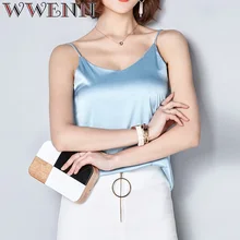 WWENN Harness Silk Blouse Shirt Women Tops 2019 High Quality Spring Summer Casual 7 Colors Sleeveless Blusas