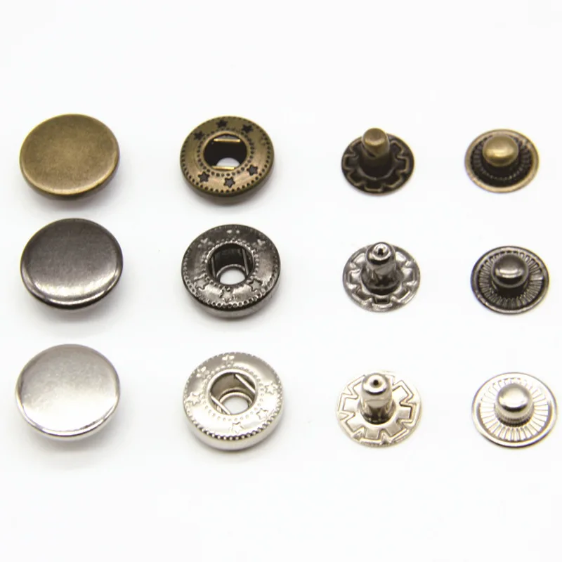 50 Pcs/lot High Quality 3 Colors 15MM Metal Press Studs Sewing Button Snap Fasteners Sewing