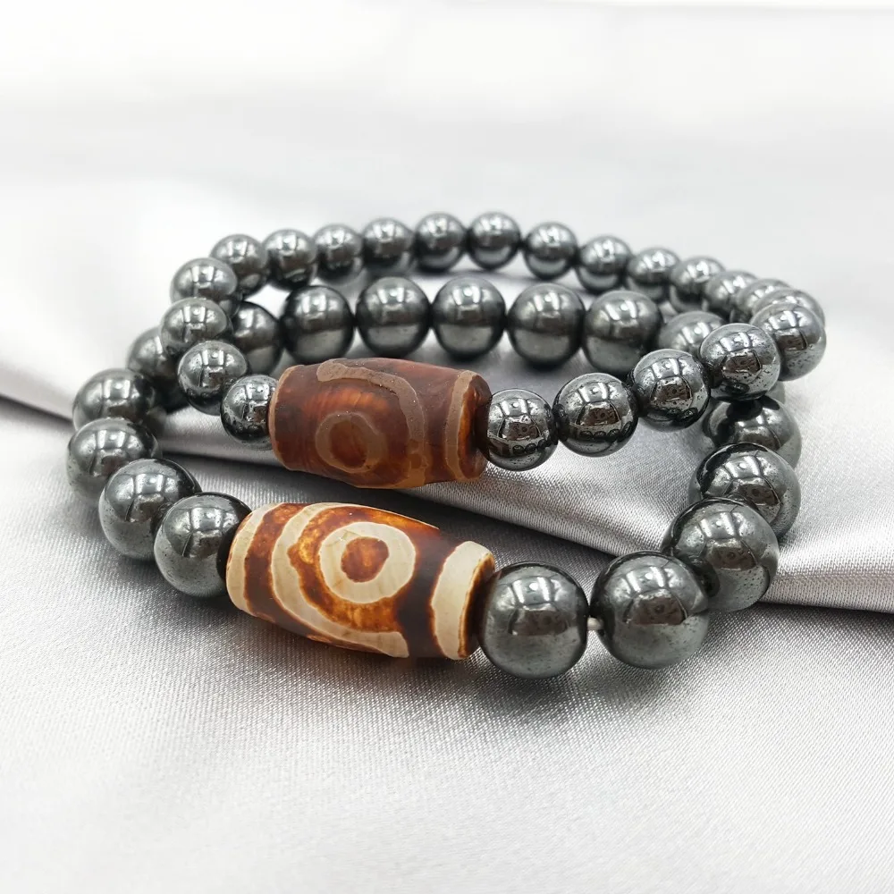 Браслет для магнитной терапии Lii Ji One Eye DZI Beads Agates Hematite|Плетеные браслеты| |