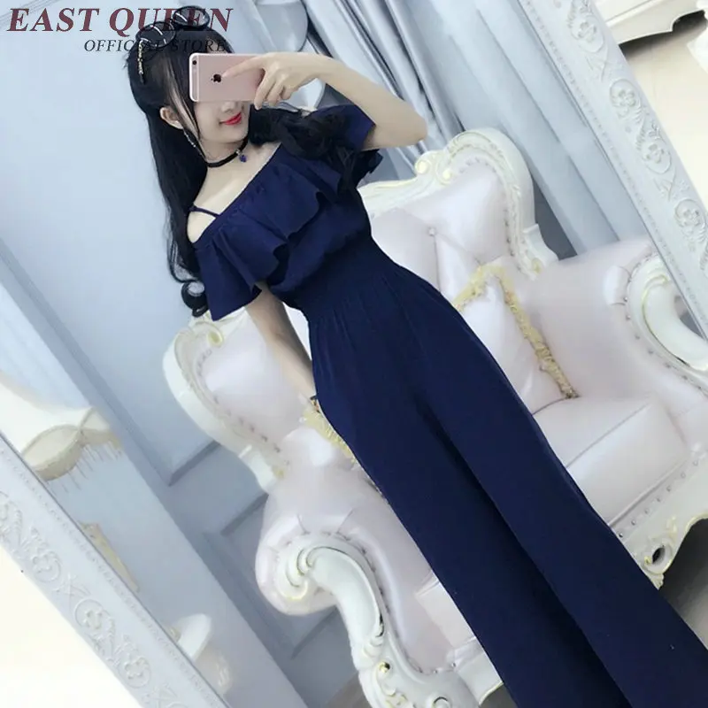 

Summer jumpsuit women elegant one piece pants playsuits for women long straight off shoulder chiffon jumpsuit KK940 HQ