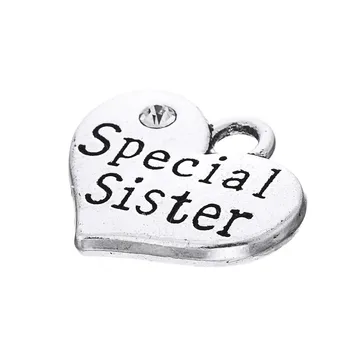 

10pcs Charms Heart Special Sister 17x14mm Antique Silver Color Pendant Heart Special Sister Charms For Jewelry Making