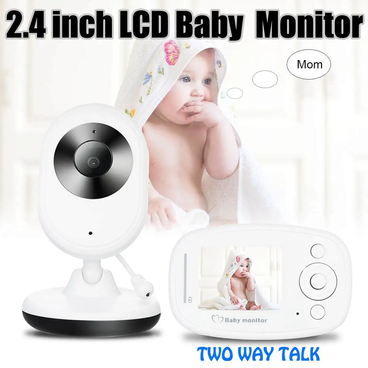 

2.4 inch LCD Baby Monitor with Camera Wireless Digital 2 Way Audio Video Night Vision Camera Security Home Kids Pet Monitoring