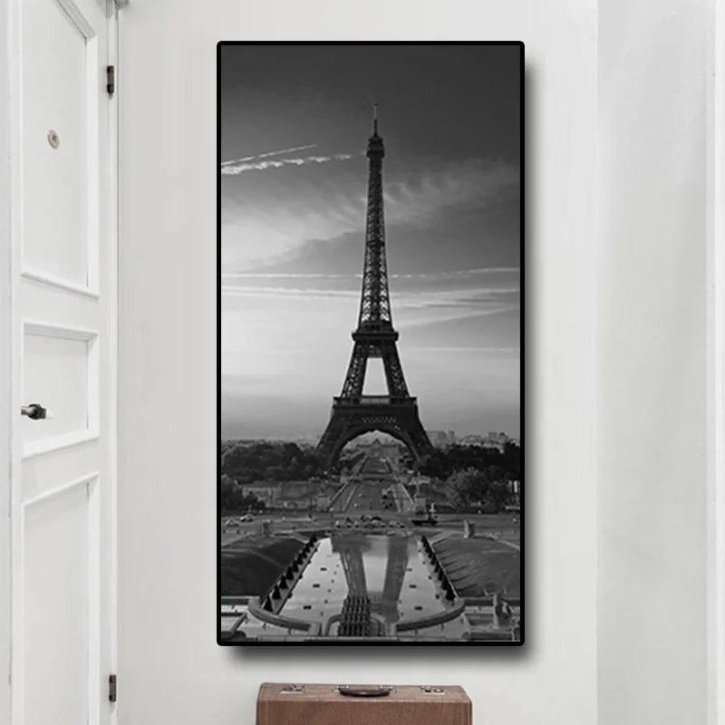 Black and White Paris Eiffel Tower Landscape Scandinavian Posters and Prints Cityscape Canvas Art Wall Picture for Living Room