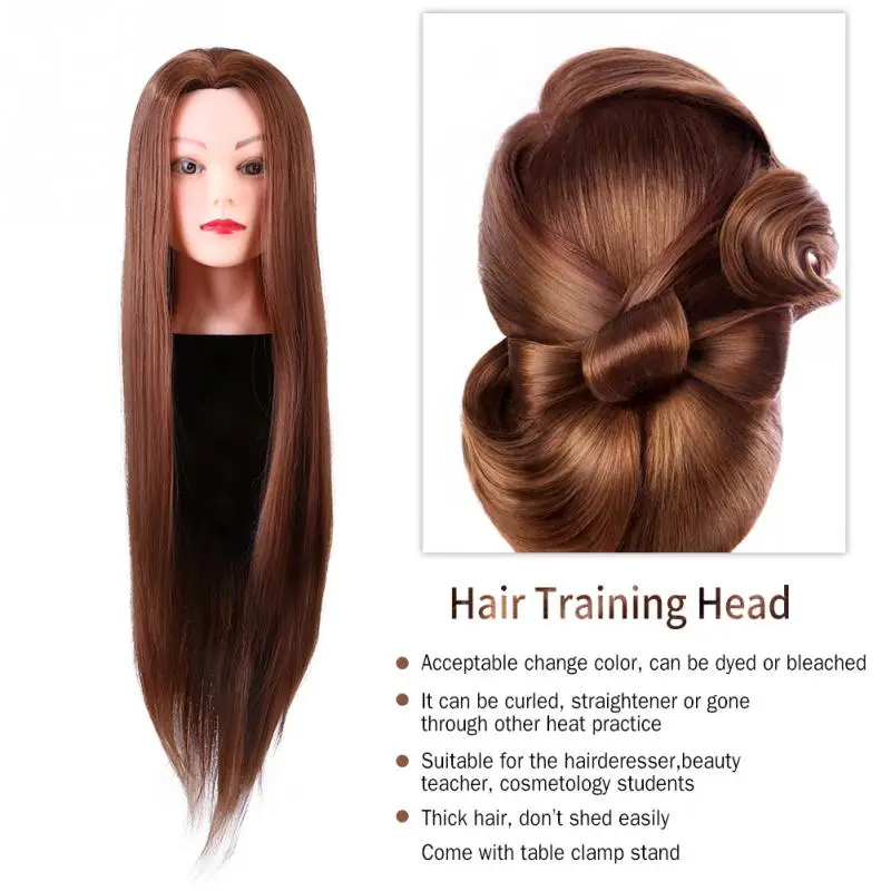 60 см коричневые волосы учебная голова proпарикмахерские манекены куклы толстые синтетические волосы манекен голова для куклы для практики