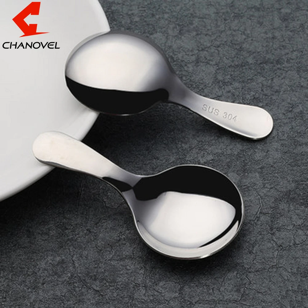 CHANOVEL 1 шт. мини-ложки 304 из нержавеющей стали ложки для крема наконечник и круглая