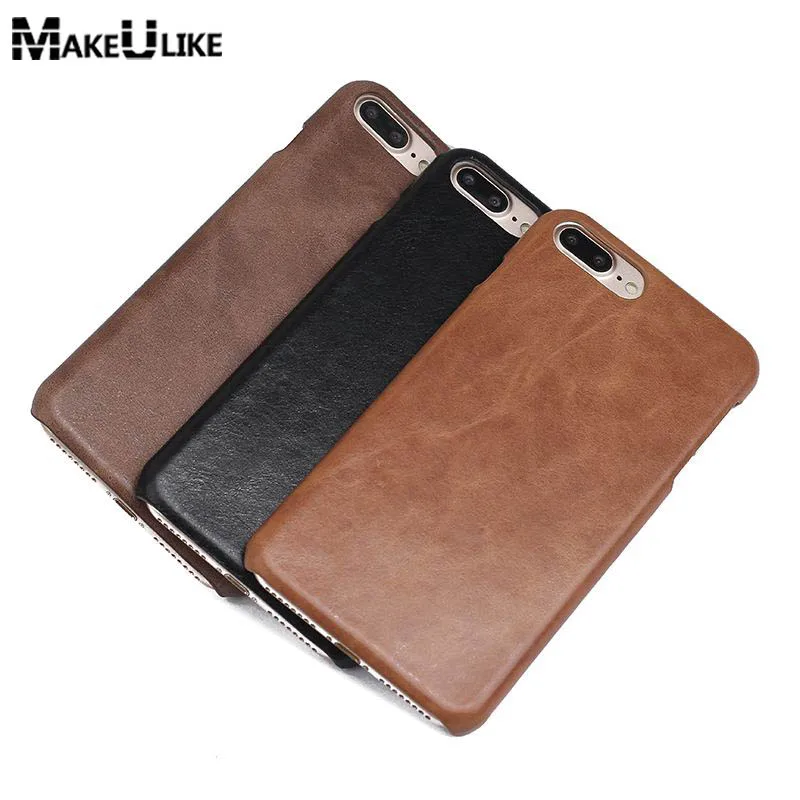 

MAKEULIKE Genuine Leather Case For Apple Iphone 8 Plus Frosted Back Cover Protective Coques For Iphone 8 Case Fundas