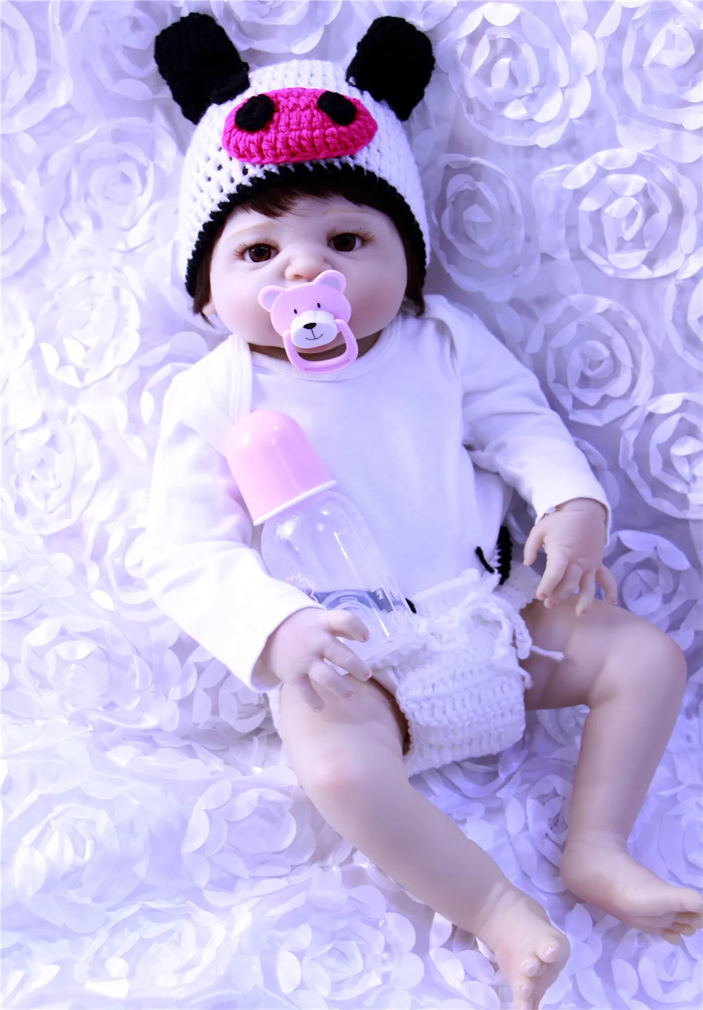 

23inch Full Silicone Body Bebes Reborn Girl Doll Real Alive Princess Baby Toy In Beautiful Dressing Cute Gift Kids Play Toys