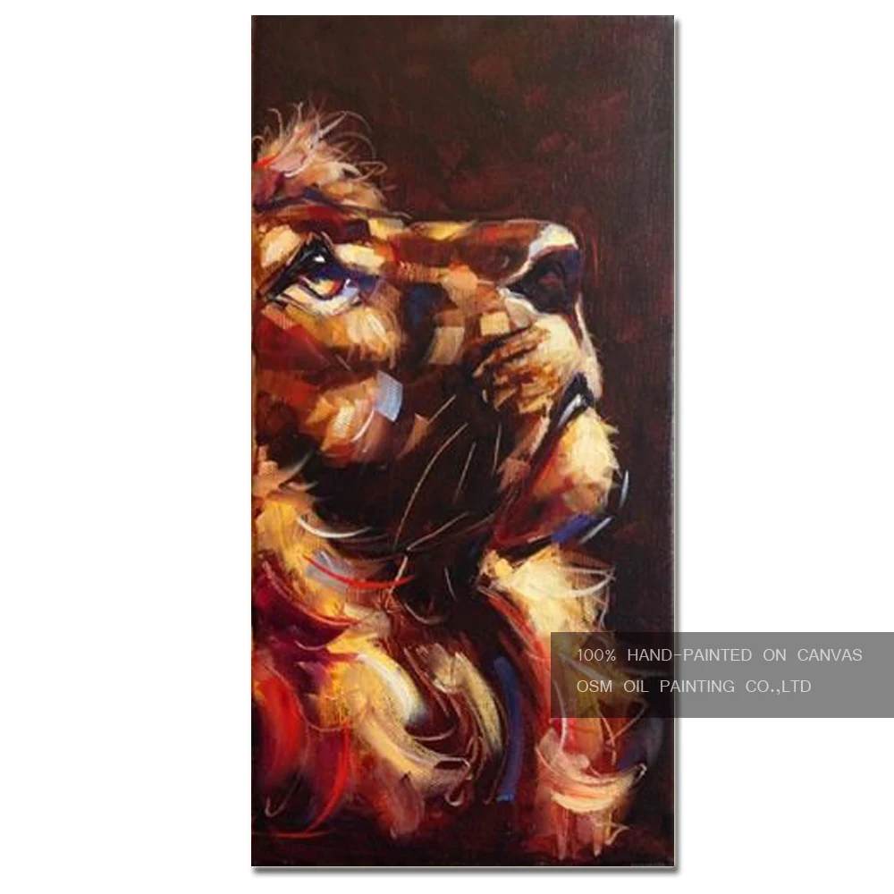 

Free Shipping High Quality Hand-painted Lion Oil Painting on Canvas Modern Decorative Lion Painting for Sofa Wall Decoration