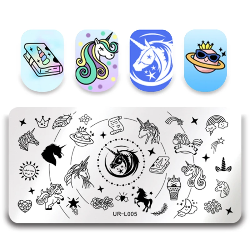 

UR SUGAR 1PC Rectangle Stamping Template Fairy Tale Stamping Nail Manicure Nail Art DIY Plate Tools