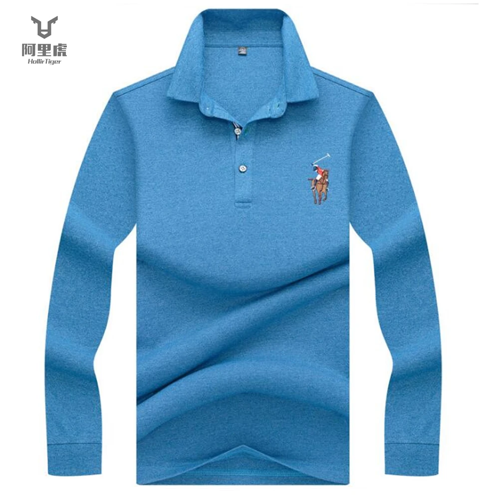 

Hollirtiger 2019 NEW polos para hombre Anti Pilling polo mens Long sleeve brands Soft Cotton solid shirt US Size M-XXXL