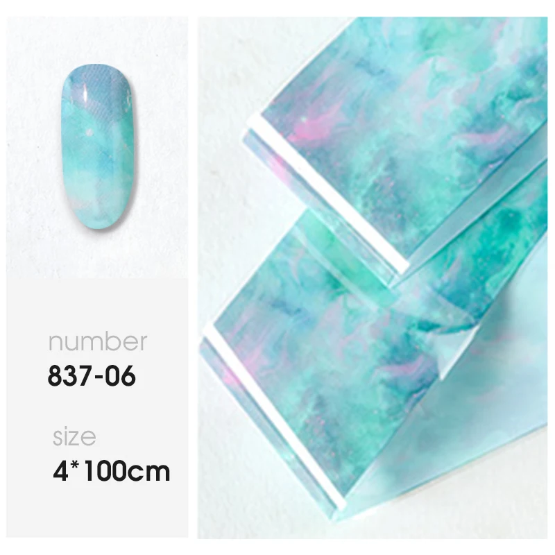 HNUIX, 10 цветов, переводная бумага для дизайна ногтей, горячая распродажа, Радужное небо, японский стиль, фольга для ногтей, наклейка для лака для ногтей - Цвет: 837-6