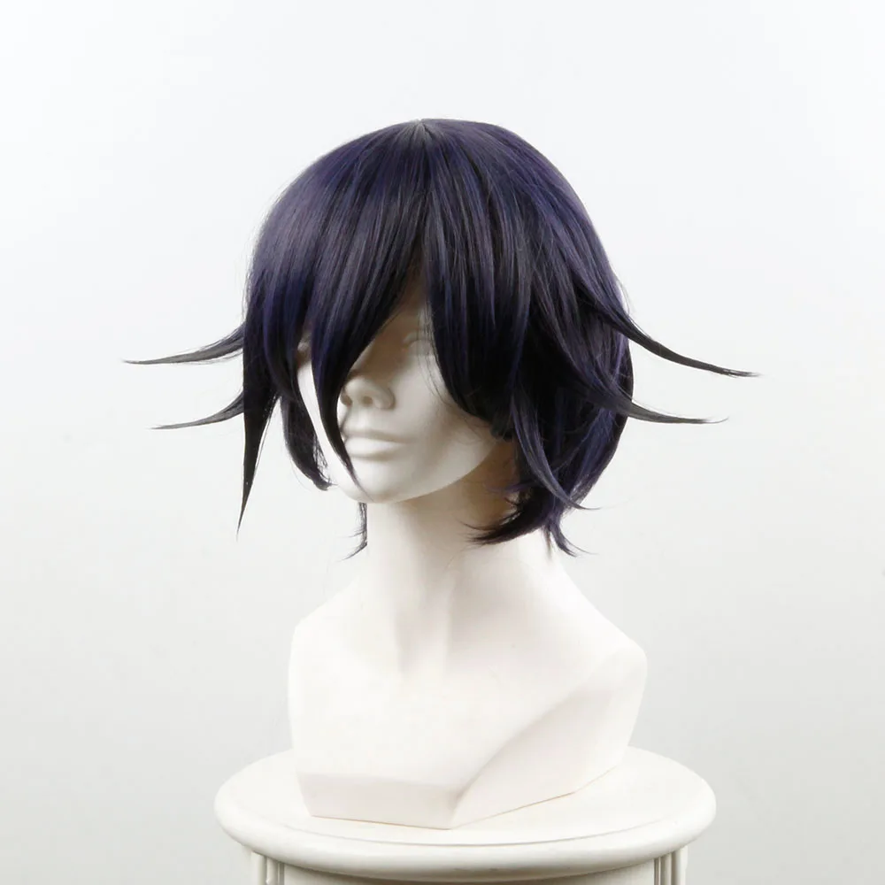  Danganronpa V3: Killing Harmony Ouma Kokichi Short Purple Ombre Heat Resistant Hair Cosplay Wigs + 