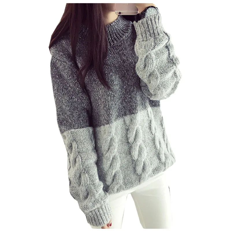 

Hedging Sweater Women Loose Knit Shirt Loose Hit Color New Pullover Winter Coat Thick Jumper Sweaters Clothing Vestidos MMY237