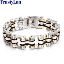 TrustyLan велосипедный мотоцикл браслет цепочка Homme Золото Цвет Нержавеющая Сталь Байкер ювелирные изделия для мужчин 18 мм широкий браслет Подарки для него