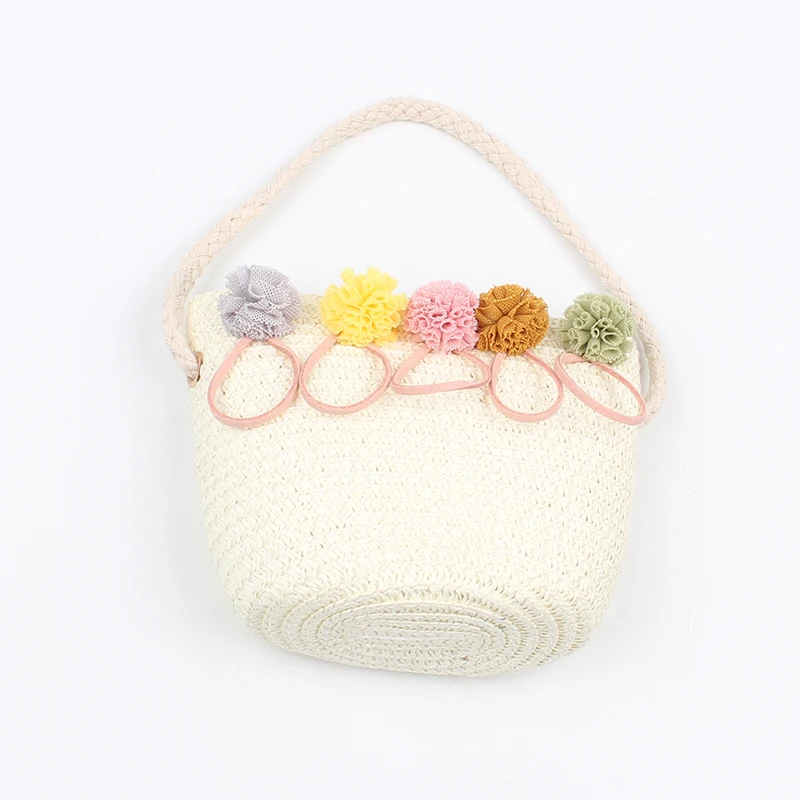 Богемная плетеная Солома для маленьких девочек; плетеная Сумка из ротанга; Повседневная пляжная сумка через плечо - Цвет: A