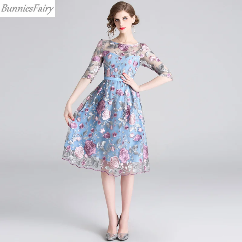 BunniesFairy/2019 летнее богемное платье в стиле бохо с цветочной вышивкой прозрачное